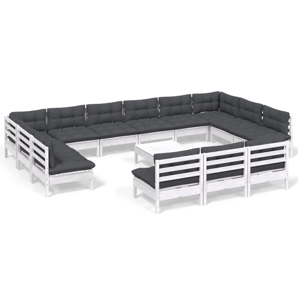 14-delige Loungeset met kussens massief grenenhout wit Tuinsets | Creëer jouw Trendy Thuis | Gratis bezorgd & Retour | Trendy.nl