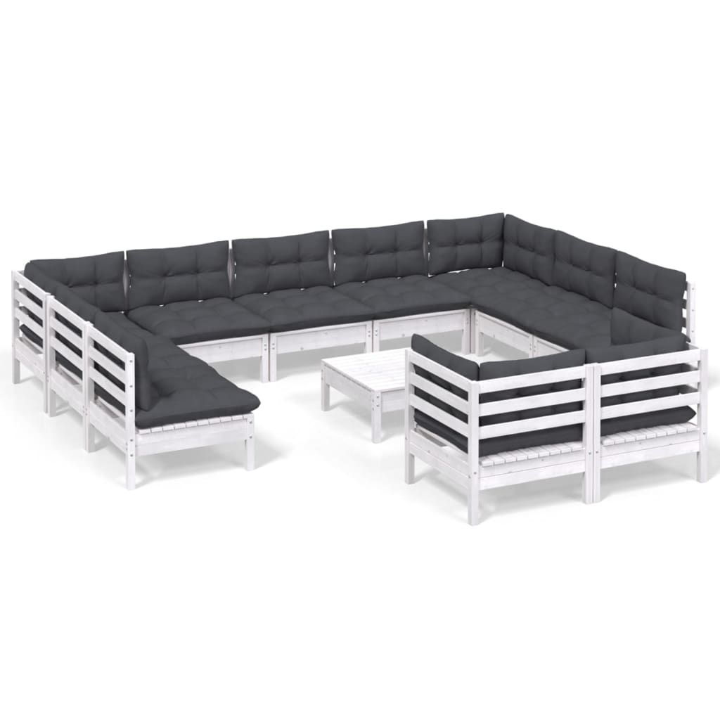 12-delige Loungeset met kussens massief grenenhout wit Tuinsets | Creëer jouw Trendy Thuis | Gratis bezorgd & Retour | Trendy.nl