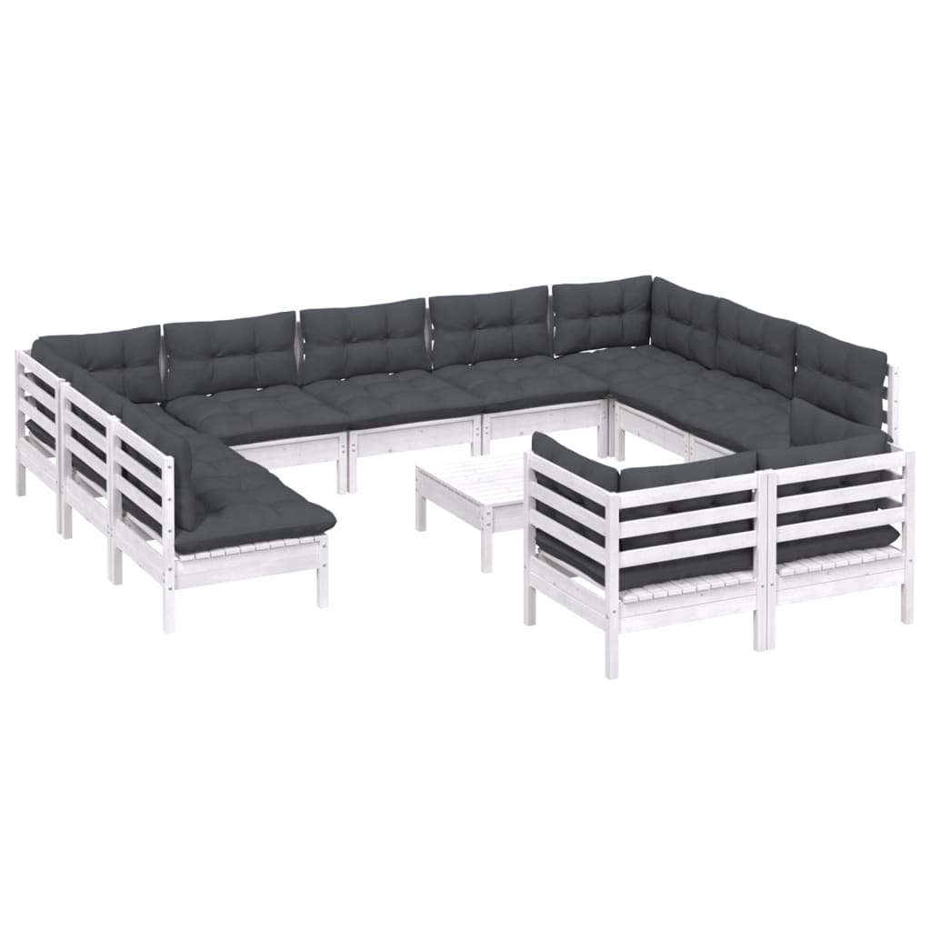 12-delige Loungeset met kussens massief grenenhout wit Tuinsets | Creëer jouw Trendy Thuis | Gratis bezorgd & Retour | Trendy.nl