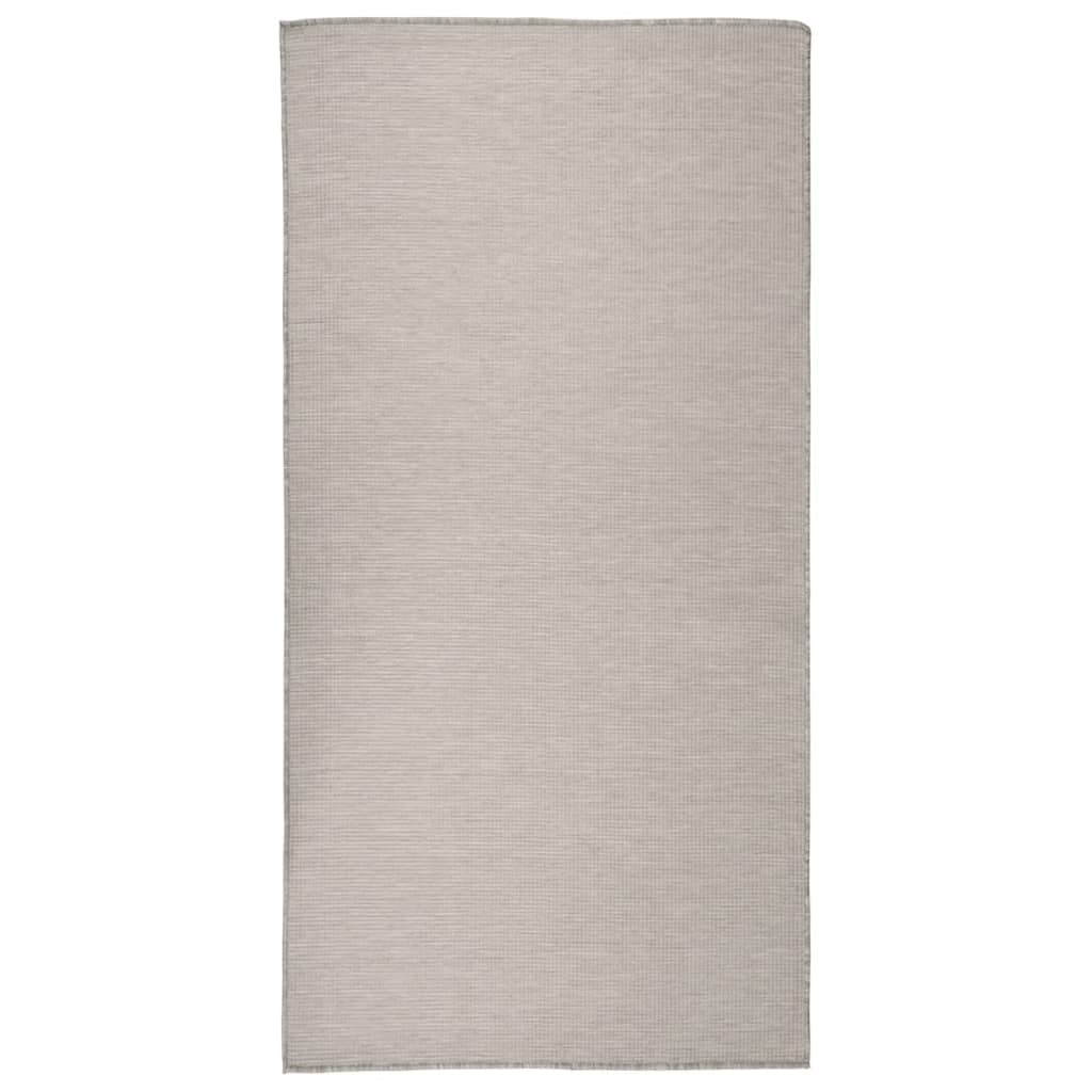 Buitenkleed platgeweven 100x200 cm taupe