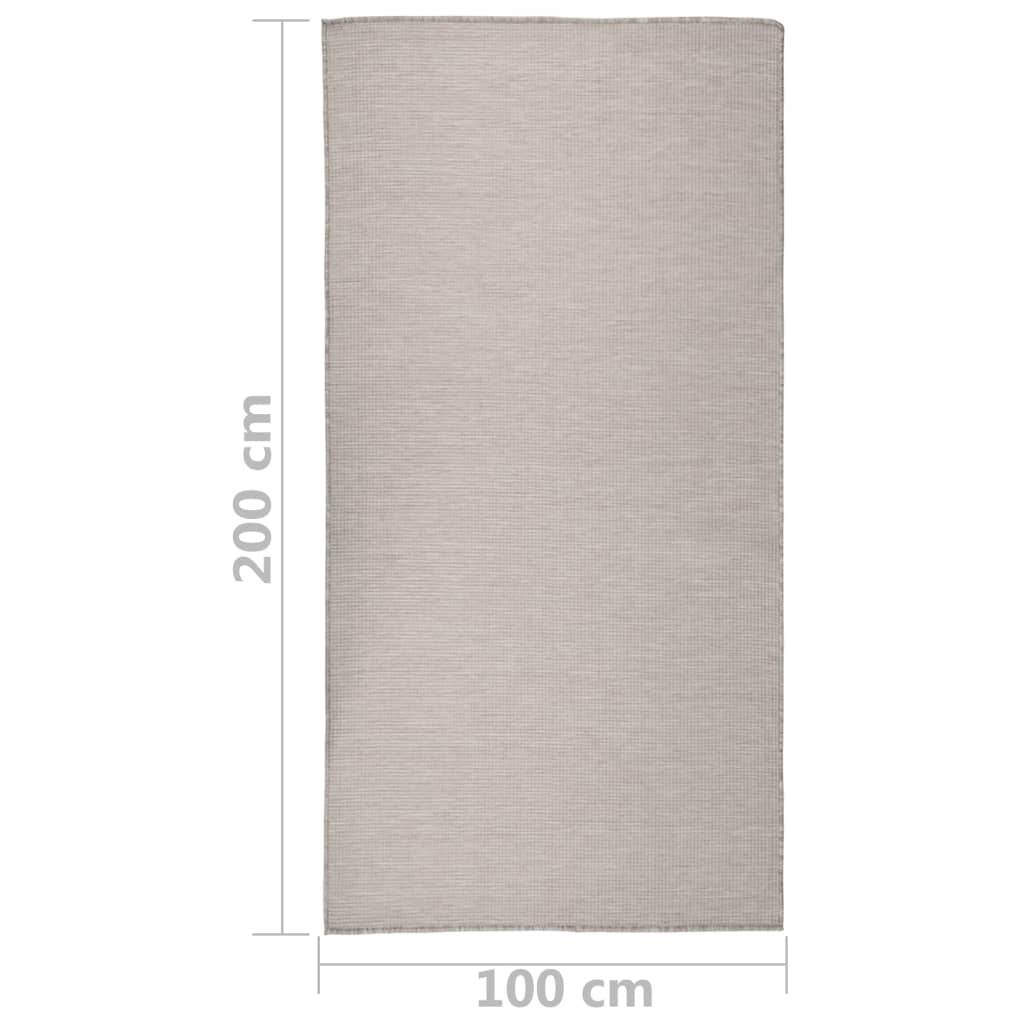 Buitenkleed platgeweven 100x200 cm taupe