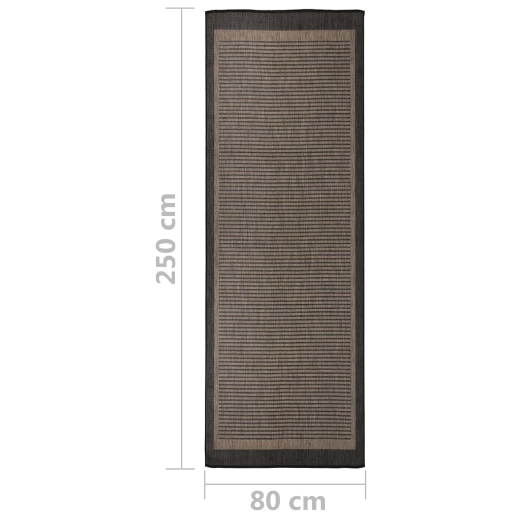 Buitenkleed platgeweven 80x250 cm donkerbruin Vloerkleden | Creëer jouw Trendy Thuis | Gratis bezorgd & Retour | Trendy.nl