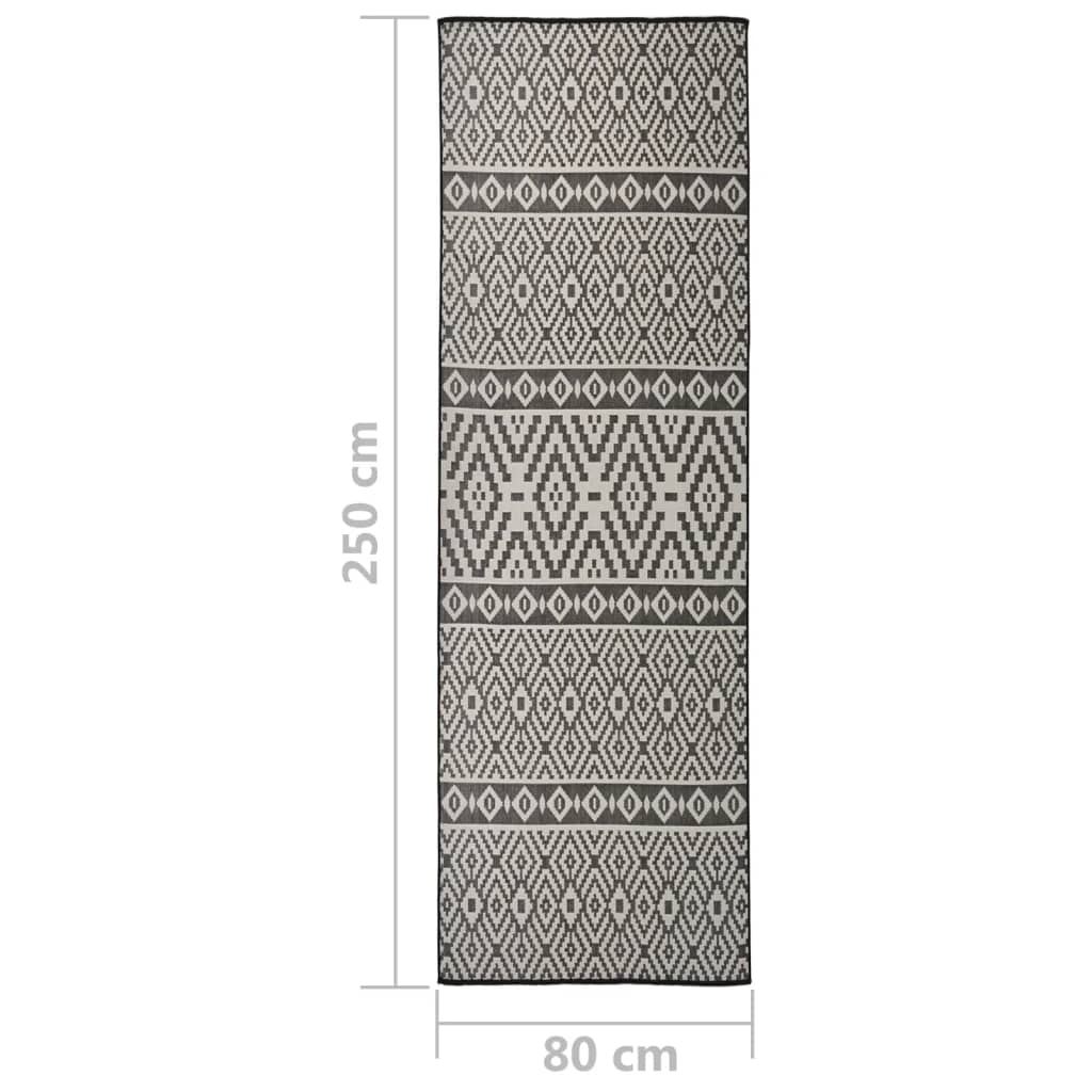 Buitenkleed met patroon platgeweven 80x250 cm zwart Vloerkleden | Creëer jouw Trendy Thuis | Gratis bezorgd & Retour | Trendy.nl