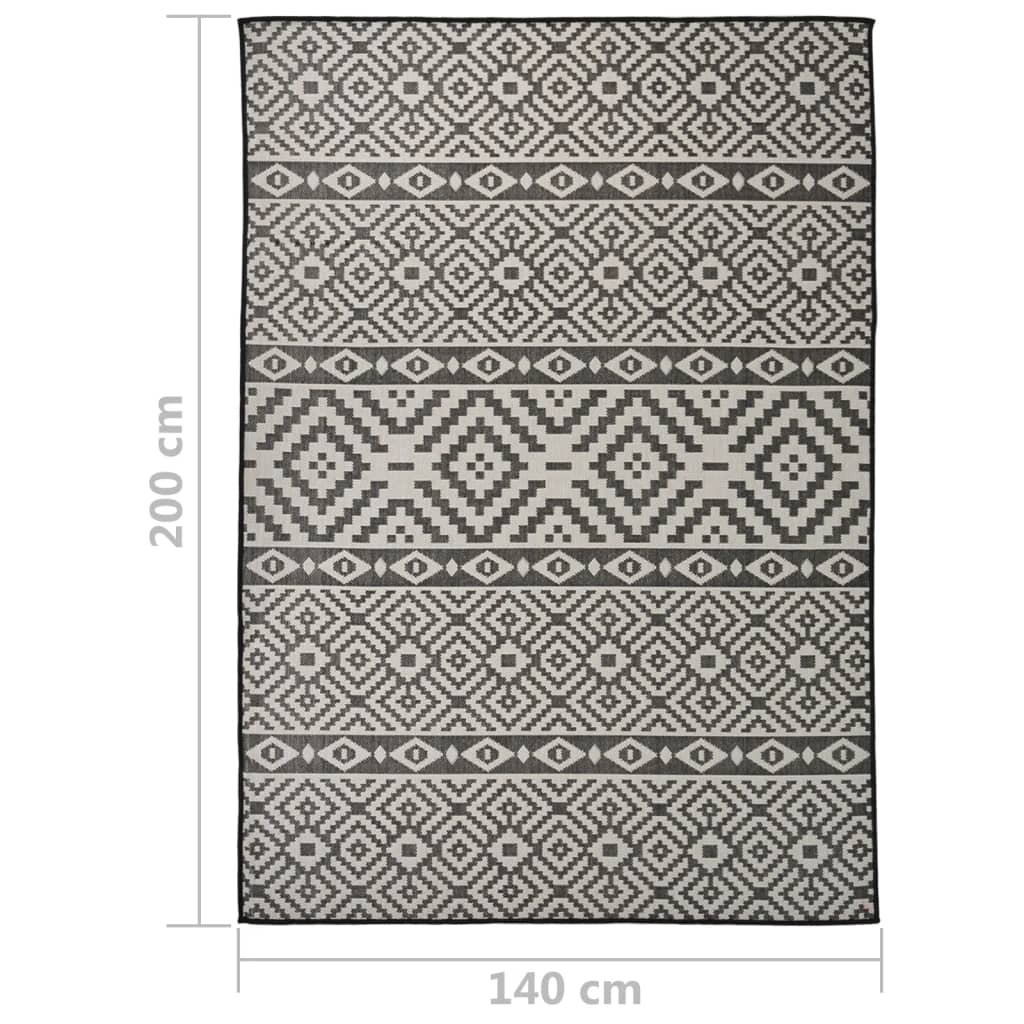 Buitenkleed met patroon platgeweven 140x200 cm zwart Vloerkleden | Creëer jouw Trendy Thuis | Gratis bezorgd & Retour | Trendy.nl