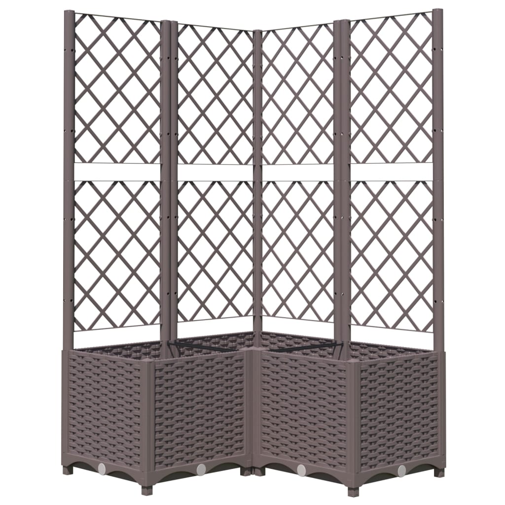 Plantenbak met latwerk 80x80x136 cm polypropeen bruin Bloempotten & plantenbakken | Creëer jouw Trendy Thuis | Gratis bezorgd & Retour | Trendy.nl