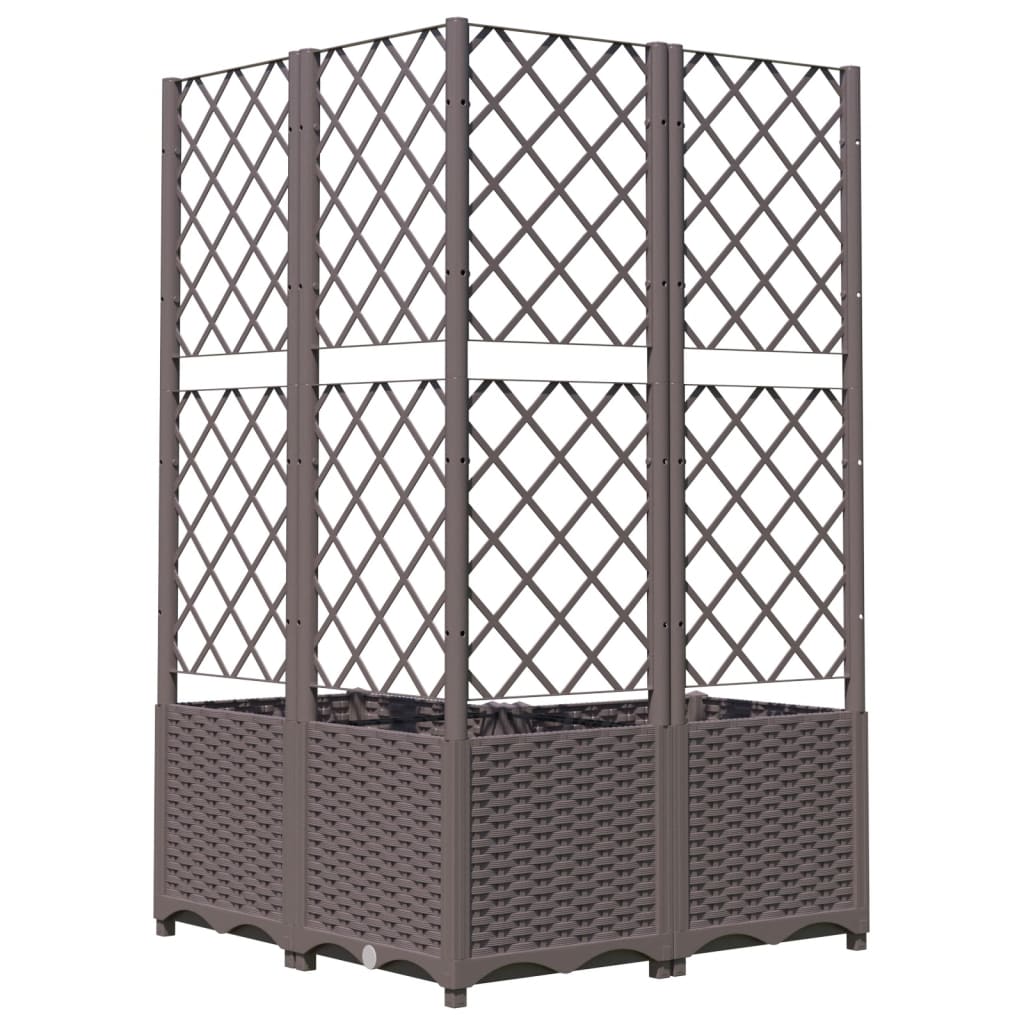 Plantenbak met latwerk 80x80x136 cm polypropeen bruin Bloempotten & plantenbakken | Creëer jouw Trendy Thuis | Gratis bezorgd & Retour | Trendy.nl