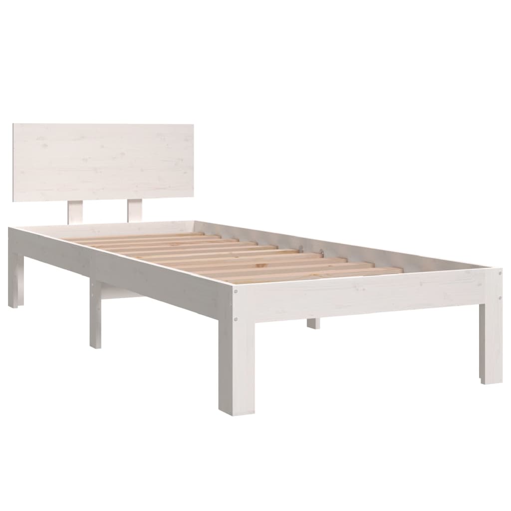 Bedframe massief hout wit 75x190 cm