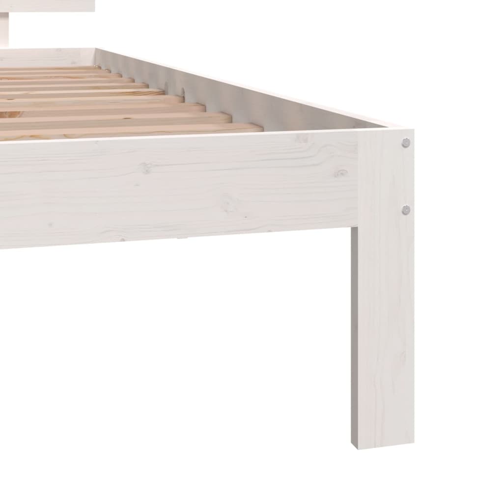 Bedframe massief hout wit 75x190 cm