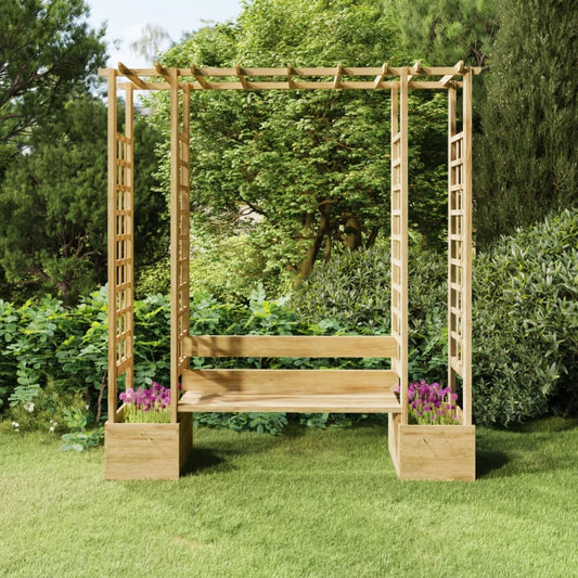 Pergola met bank en plantenbakken geïmpregneerd grenenhout Tuinbogen, latwerk & pergola's | Creëer jouw Trendy Thuis | Gratis bezorgd & Retour | Trendy.nl