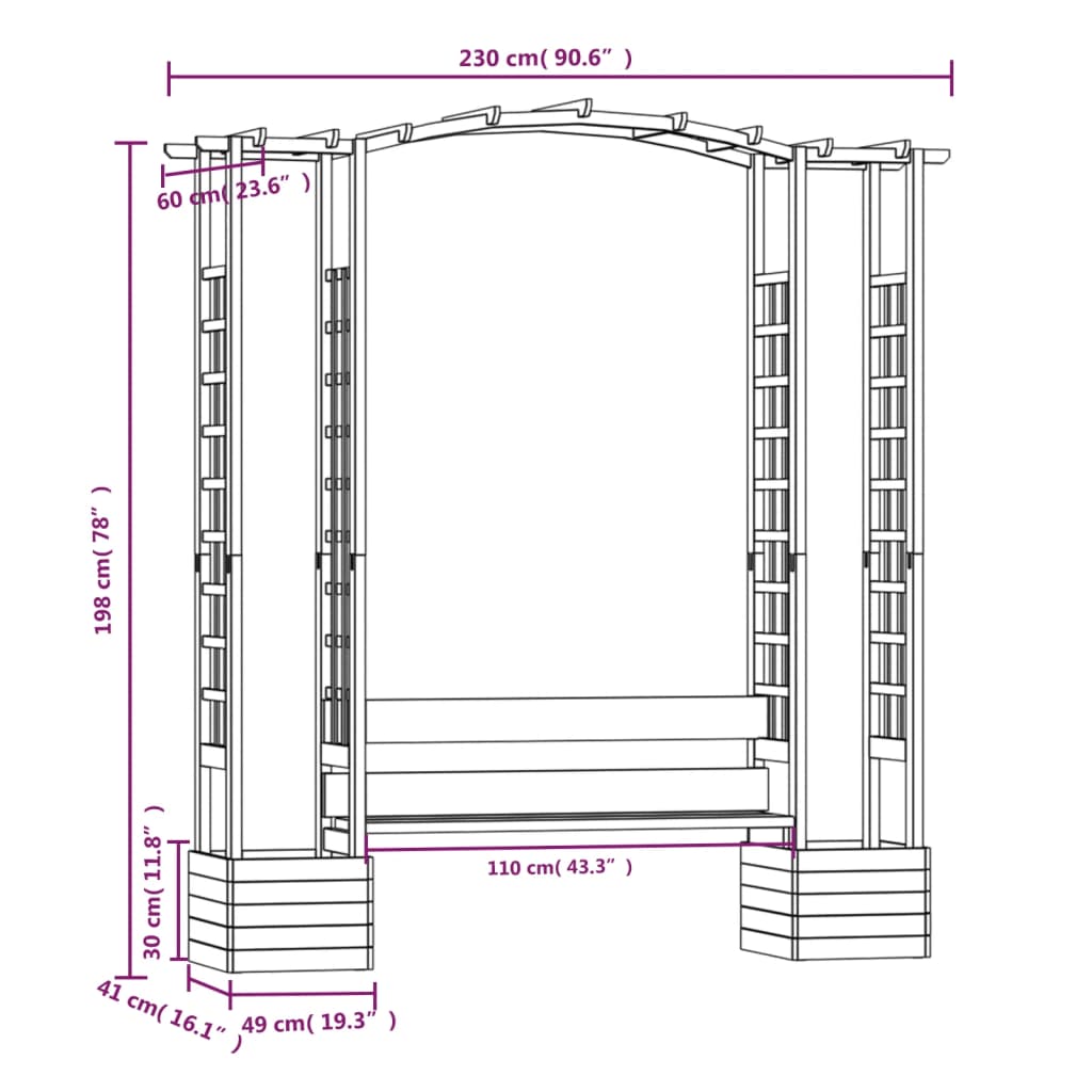 Pergola met bank en plantenbakken geïmpregneerd grenenhout Tuinbogen, latwerk & pergola's | Creëer jouw Trendy Thuis | Gratis bezorgd & Retour | Trendy.nl