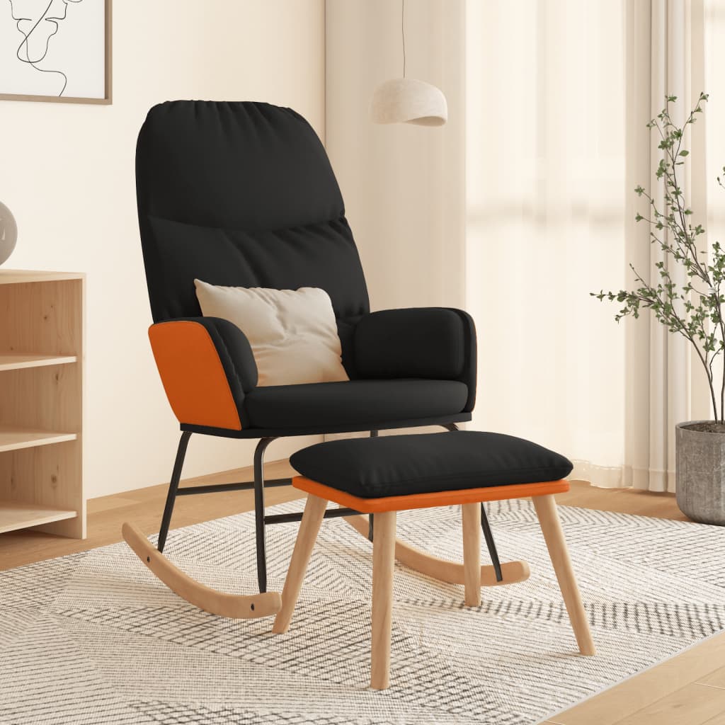 Schommelstoel met voetenbank stof zwart Schommelstoelen | Creëer jouw Trendy Thuis | Gratis bezorgd & Retour | Trendy.nl