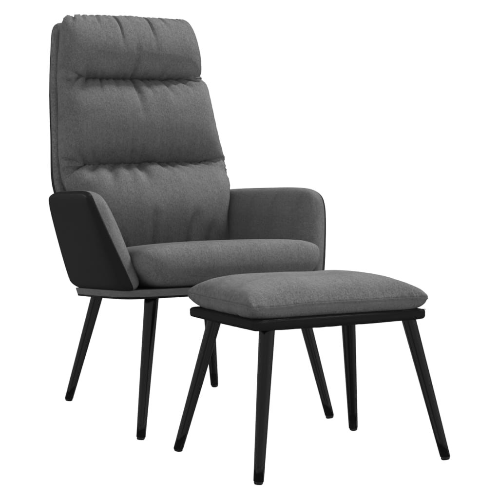 Relaxstoel met voetenbank stof en kunstleer lichtgrijs Fauteuils & Relaxfauteuils | Creëer jouw Trendy Thuis | Gratis bezorgd & Retour | Trendy.nl