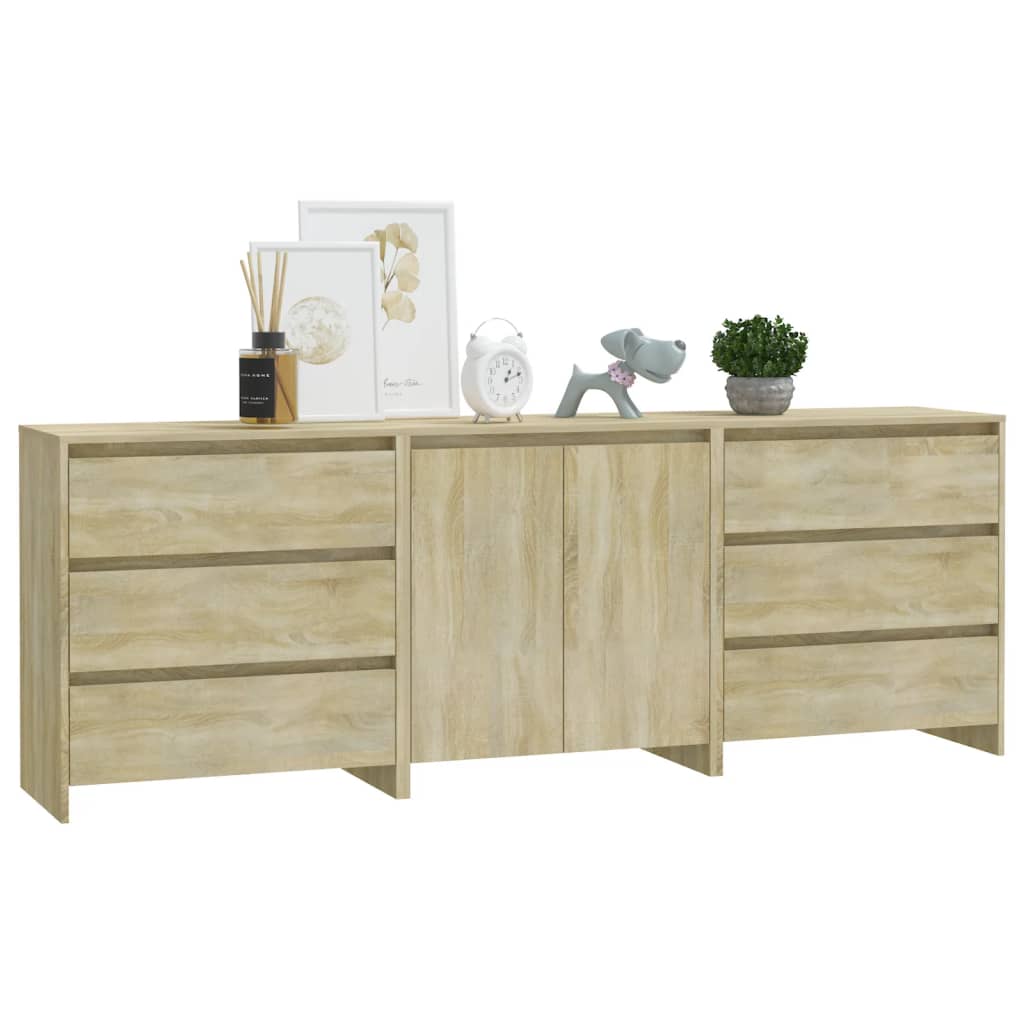 3 st Dressoirs bewerkt hout sonoma eikenkleurig Dressoirs & buffetkasten | Creëer jouw Trendy Thuis | Gratis bezorgd & Retour | Trendy.nl