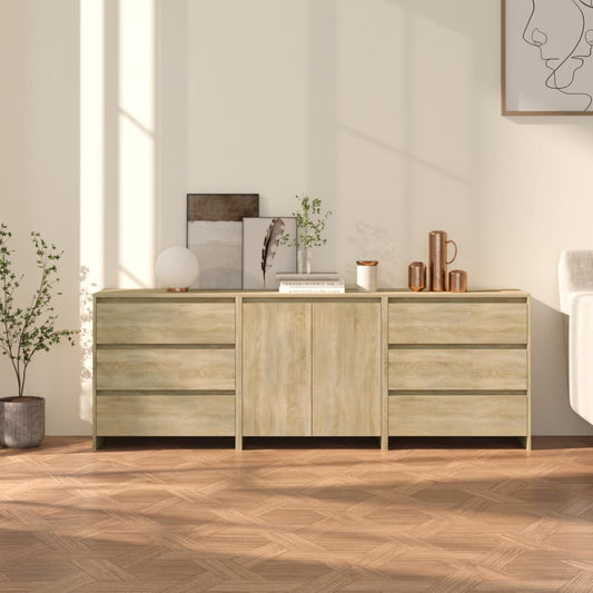 3 st Dressoirs bewerkt hout sonoma eikenkleurig Dressoirs & buffetkasten | Creëer jouw Trendy Thuis | Gratis bezorgd & Retour | Trendy.nl