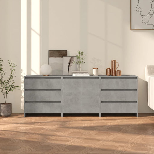 3 st Dressoirs bewerkt hout betongrijs Dressoirs & buffetkasten | Creëer jouw Trendy Thuis | Gratis bezorgd & Retour | Trendy.nl