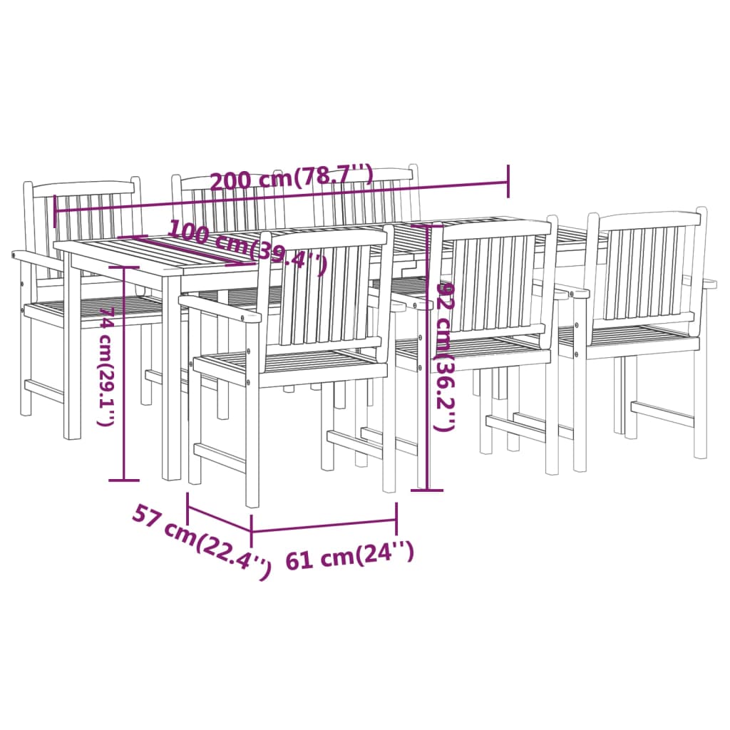 7-delige Tuinset massief acaciahout Tuinsets | Creëer jouw Trendy Thuis | Gratis bezorgd & Retour | Trendy.nl