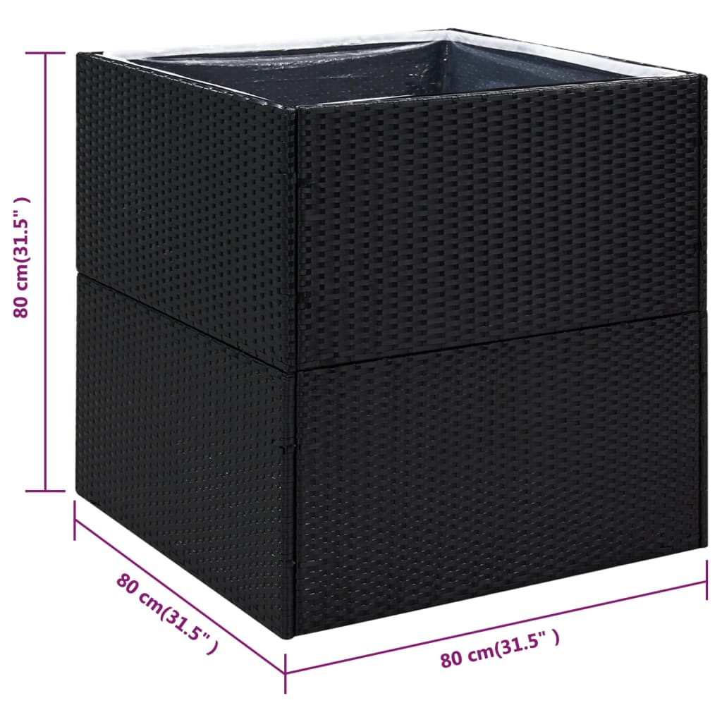 Plantenbak 80x80x80 cm poly rattan zwart Bloempotten & plantenbakken | Creëer jouw Trendy Thuis | Gratis bezorgd & Retour | Trendy.nl