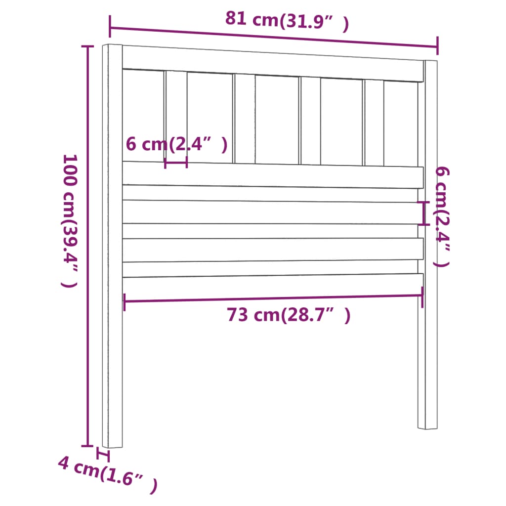 Hoofdbord 81x4x100 cm massief grenenhout grijs Hoofdborden en voetborden | Creëer jouw Trendy Thuis | Gratis bezorgd & Retour | Trendy.nl