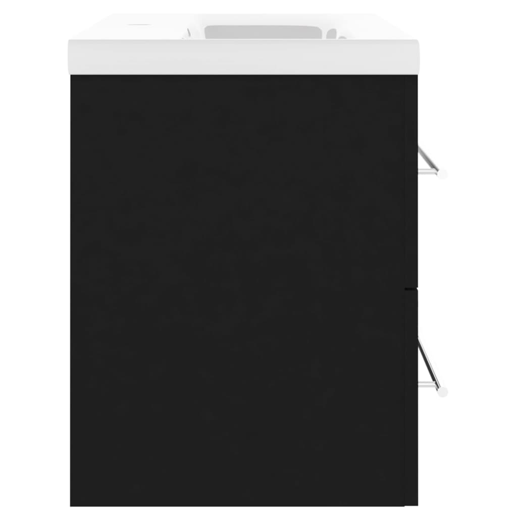 Wastafelkast met ingebouwde wastafel spaanplaat zwart