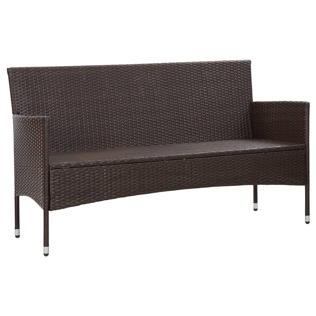 Tuinbank 3-zits met kussens poly rattan bruin Loungebanken | Creëer jouw Trendy Thuis | Gratis bezorgd & Retour | Trendy.nl