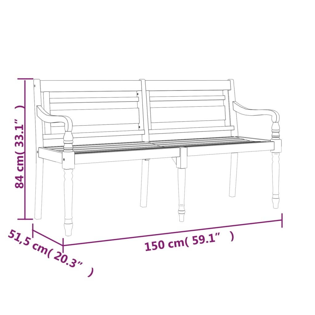 Bankje Batavia met taupe kussen 150 cm massief teakhout Tuinbanken | Creëer jouw Trendy Thuis | Gratis bezorgd & Retour | Trendy.nl