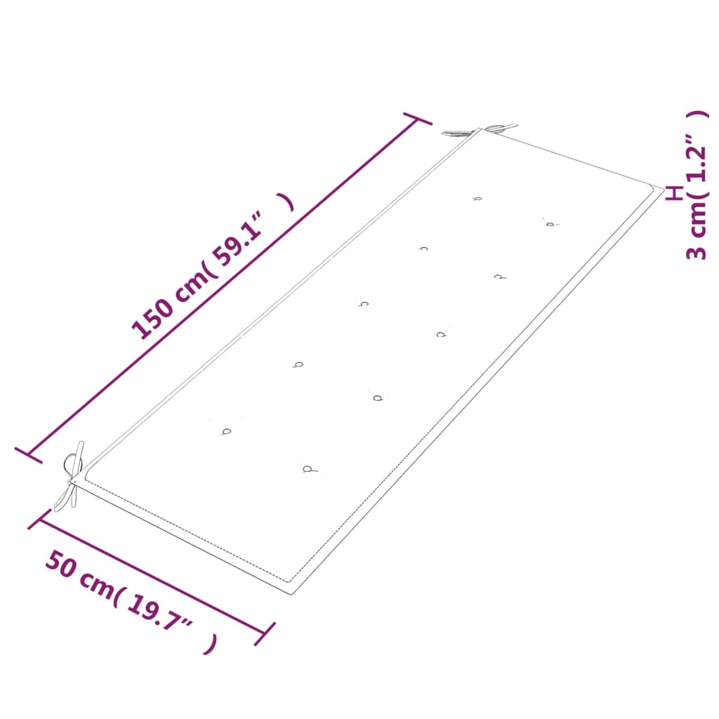 Bankje Batavia met wijnrood kussen 150 cm massief teakhout Tuinbanken | Creëer jouw Trendy Thuis | Gratis bezorgd & Retour | Trendy.nl