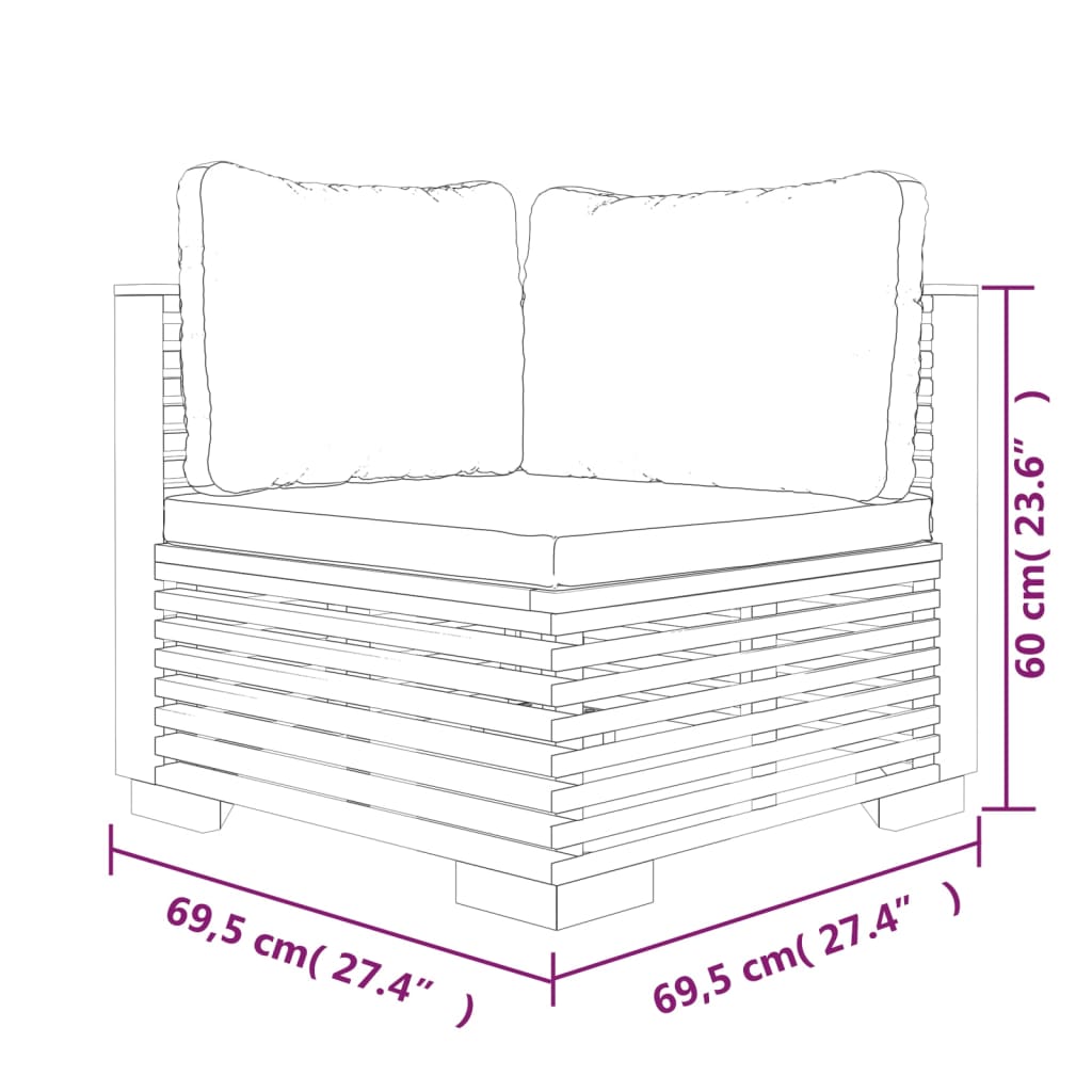 8-delige Loungeset met kussens massief teakhout Tuinsets | Creëer jouw Trendy Thuis | Gratis bezorgd & Retour | Trendy.nl