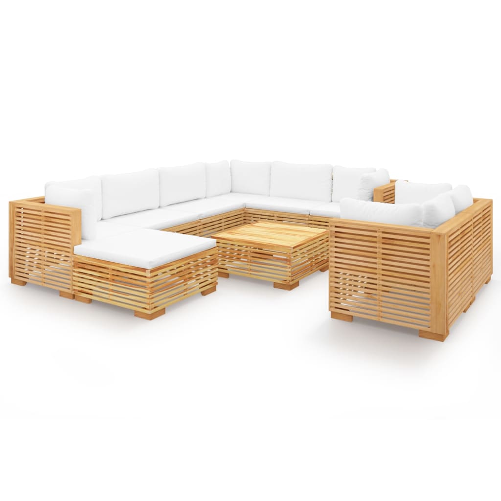 10-delige Loungeset met kussens massief teakhout Tuinsets | Creëer jouw Trendy Thuis | Gratis bezorgd & Retour | Trendy.nl