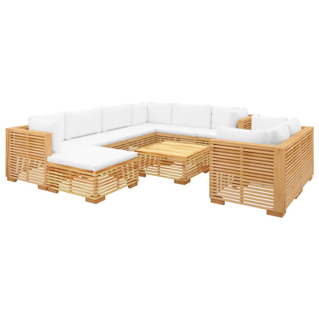 10-delige Loungeset met kussens massief teakhout Tuinsets | Creëer jouw Trendy Thuis | Gratis bezorgd & Retour | Trendy.nl