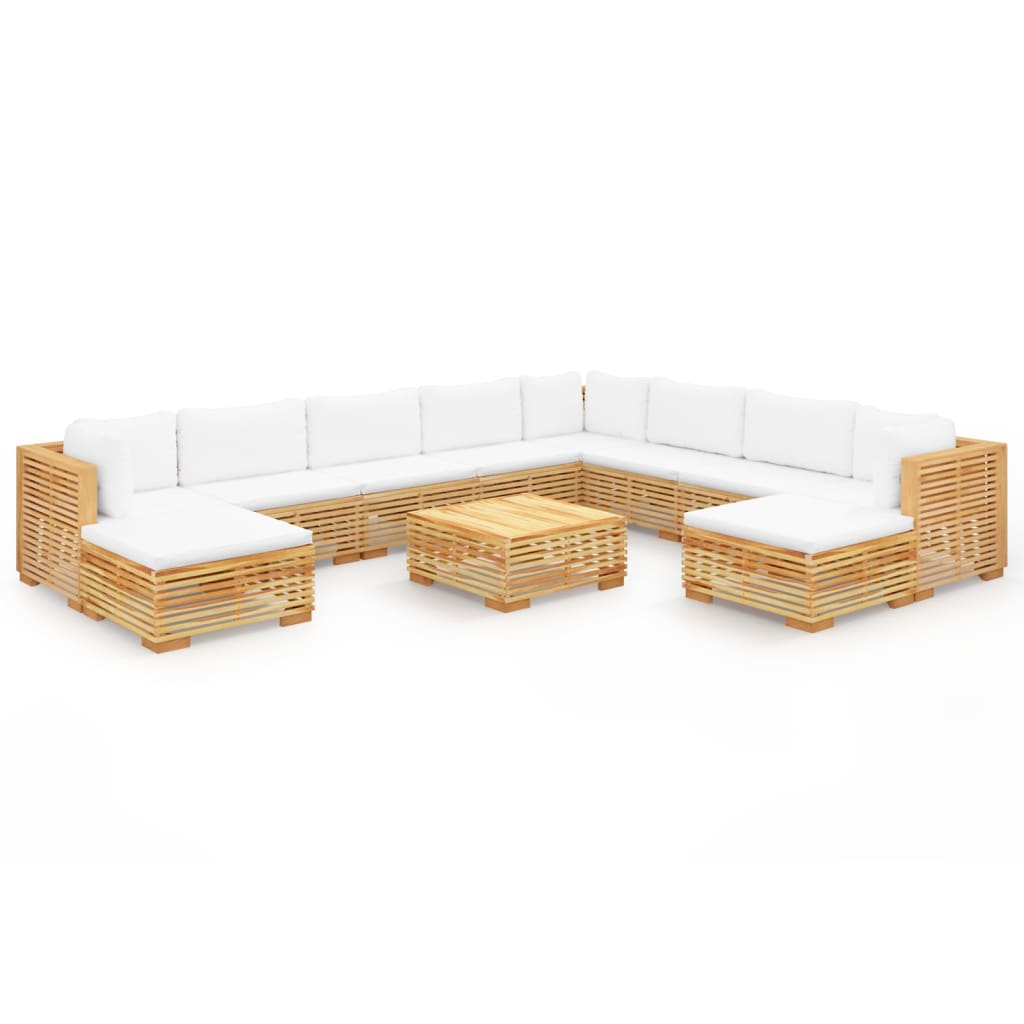 11-delige Loungeset met kussens massief teakhout Tuinsets | Creëer jouw Trendy Thuis | Gratis bezorgd & Retour | Trendy.nl