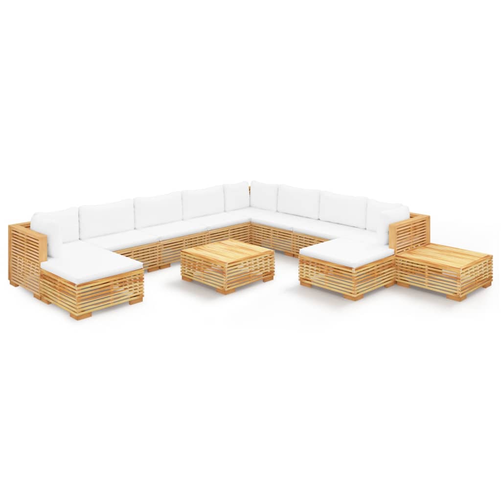 12-delige Loungeset met kussens massief teakhout Tuinsets | Creëer jouw Trendy Thuis | Gratis bezorgd & Retour | Trendy.nl