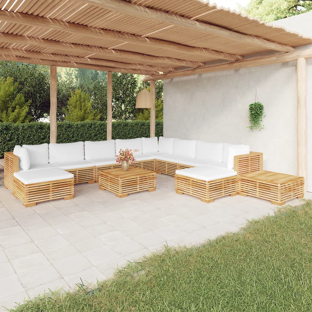 12-delige Loungeset met kussens massief teakhout Tuinsets | Creëer jouw Trendy Thuis | Gratis bezorgd & Retour | Trendy.nl