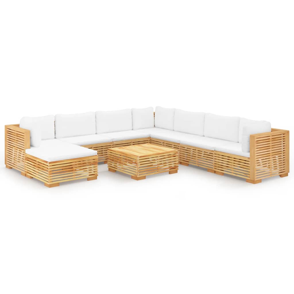 9-delige Loungeset met kussens massief teakhout Tuinsets | Creëer jouw Trendy Thuis | Gratis bezorgd & Retour | Trendy.nl