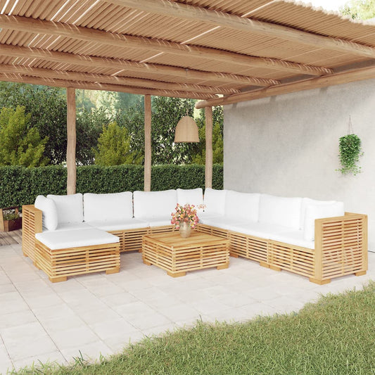 9-delige Loungeset met kussens massief teakhout Tuinsets | Creëer jouw Trendy Thuis | Gratis bezorgd & Retour | Trendy.nl