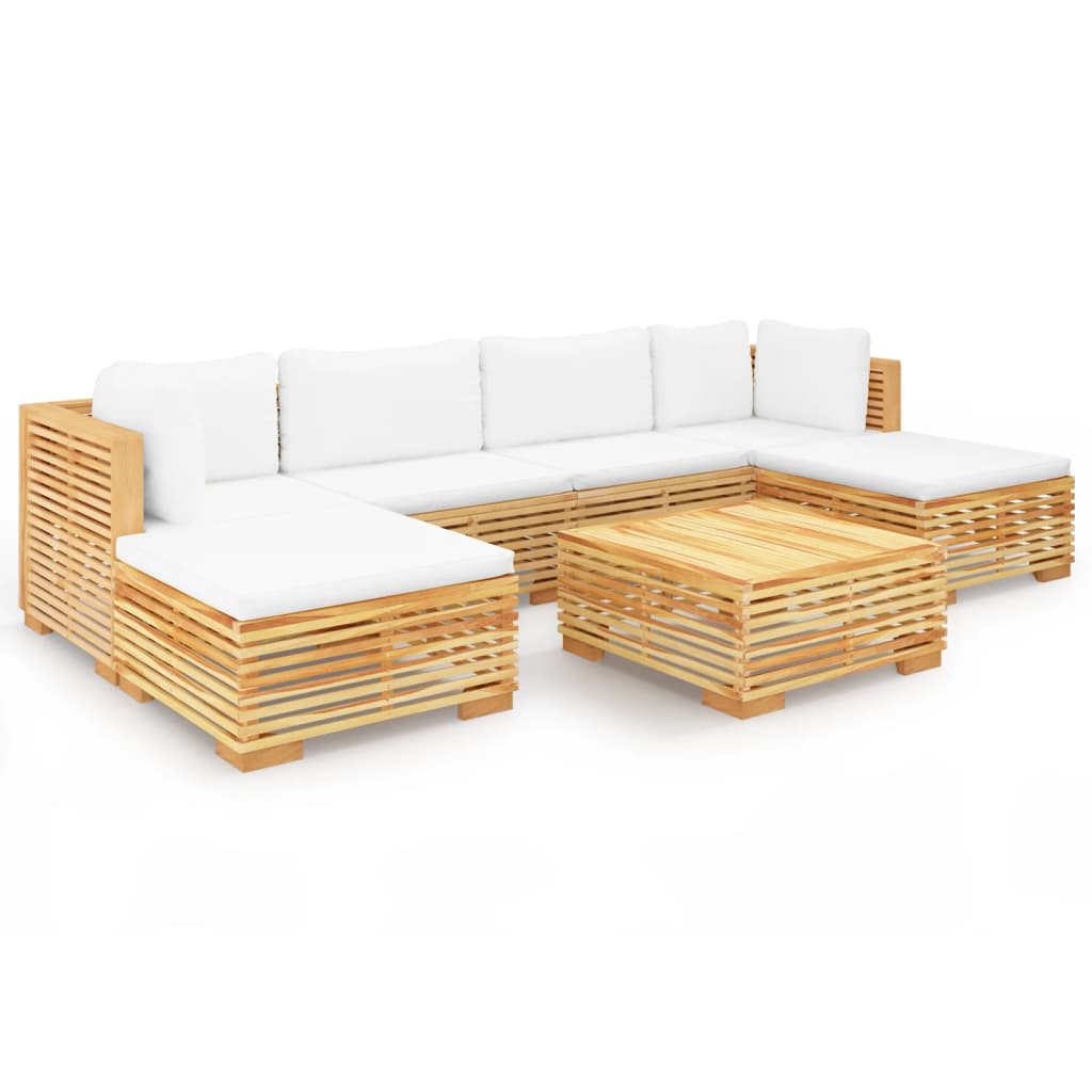 7-delige Loungeset met kussens massief teakhout Tuinsets | Creëer jouw Trendy Thuis | Gratis bezorgd & Retour | Trendy.nl