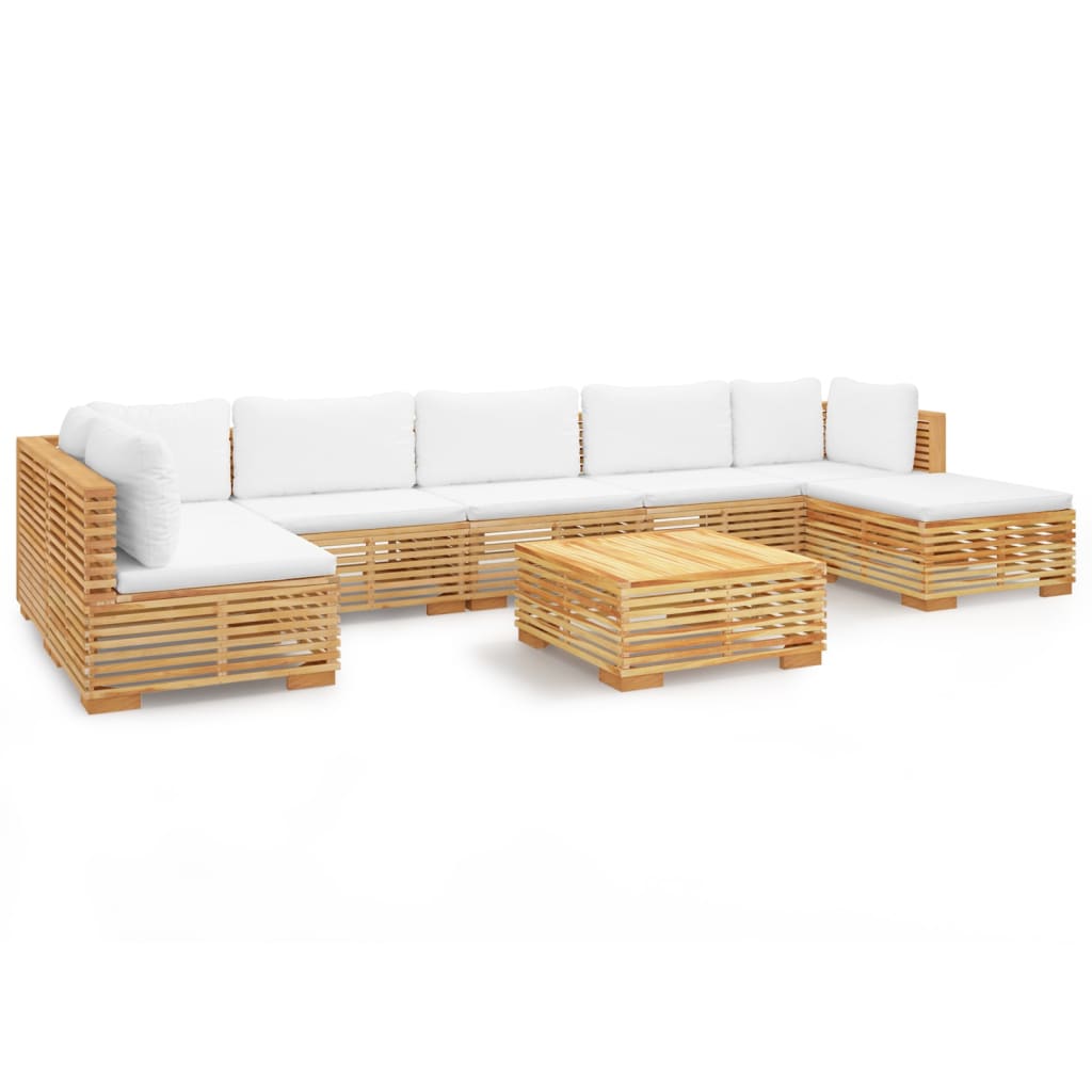 8-delige Loungeset met kussens massief teakhout Tuinsets | Creëer jouw Trendy Thuis | Gratis bezorgd & Retour | Trendy.nl