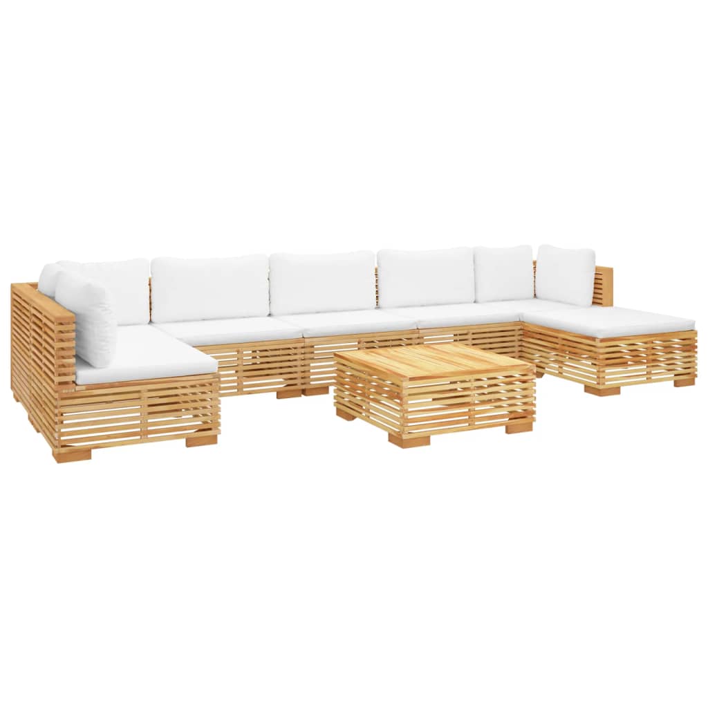 8-delige Loungeset met kussens massief teakhout Tuinsets | Creëer jouw Trendy Thuis | Gratis bezorgd & Retour | Trendy.nl