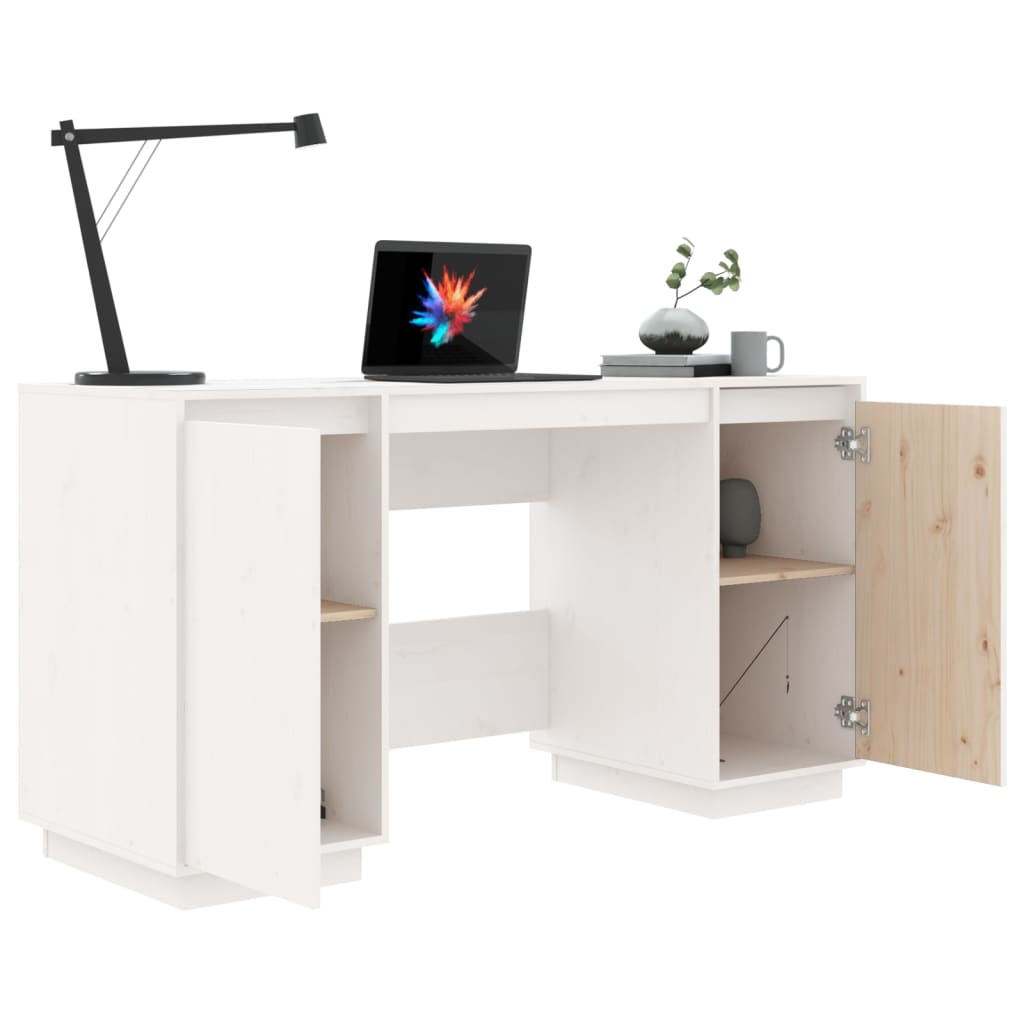 Bureau 140x50x75 cm massief grenenhout wit Bureaus | Creëer jouw Trendy Thuis | Gratis bezorgd & Retour | Trendy.nl