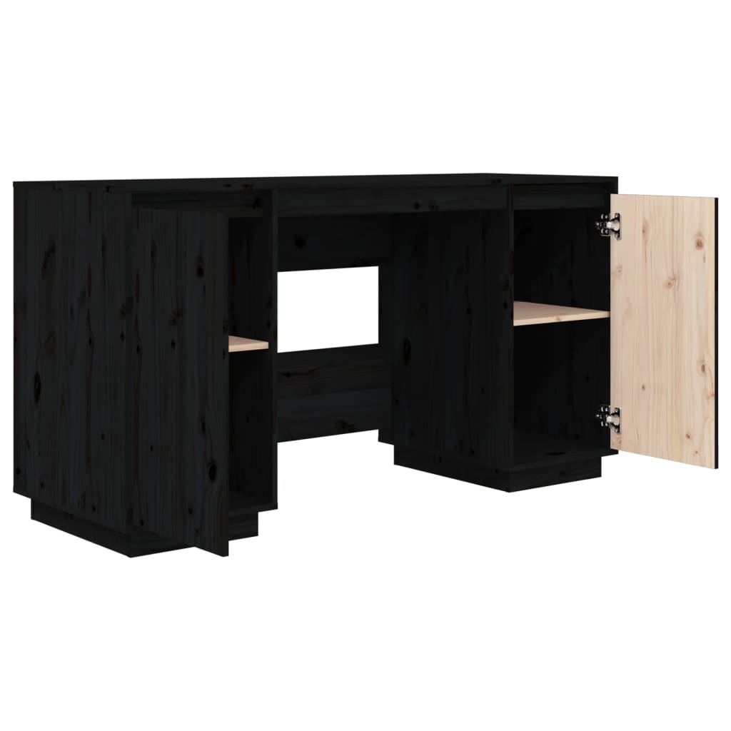 Bureau 140x50x75 cm massief grenenhout zwart Bureaus | Creëer jouw Trendy Thuis | Gratis bezorgd & Retour | Trendy.nl