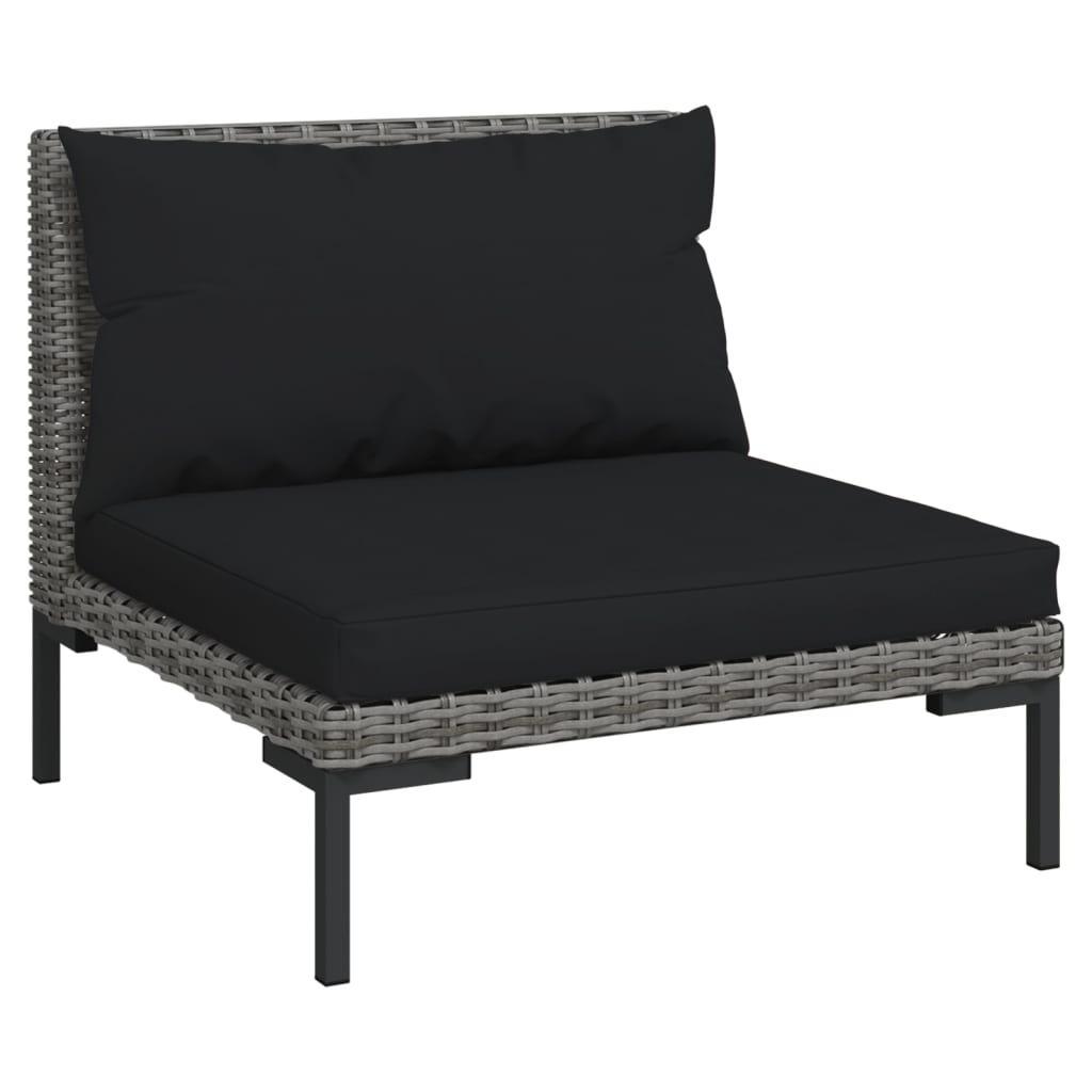 4-delige Loungeset met kussens poly rattan donkergrijs Tuinsets | Creëer jouw Trendy Thuis | Gratis bezorgd & Retour | Trendy.nl