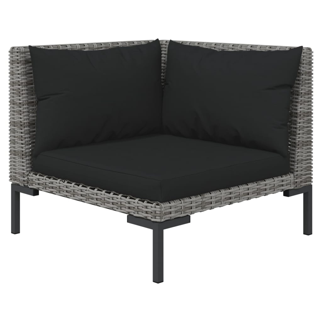 4-delige Loungeset met kussens poly rattan donkergrijs Tuinsets | Creëer jouw Trendy Thuis | Gratis bezorgd & Retour | Trendy.nl