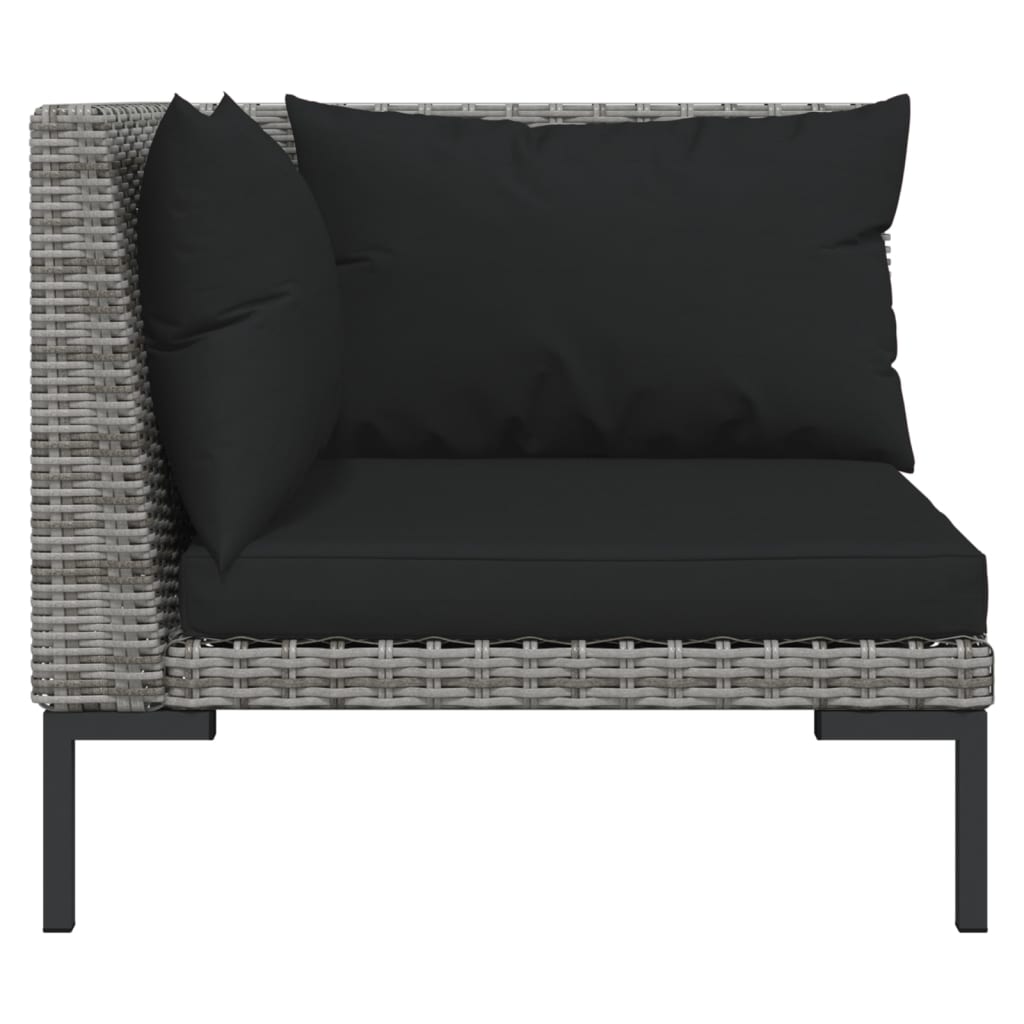 4-delige Loungeset met kussens poly rattan donkergrijs Tuinsets | Creëer jouw Trendy Thuis | Gratis bezorgd & Retour | Trendy.nl