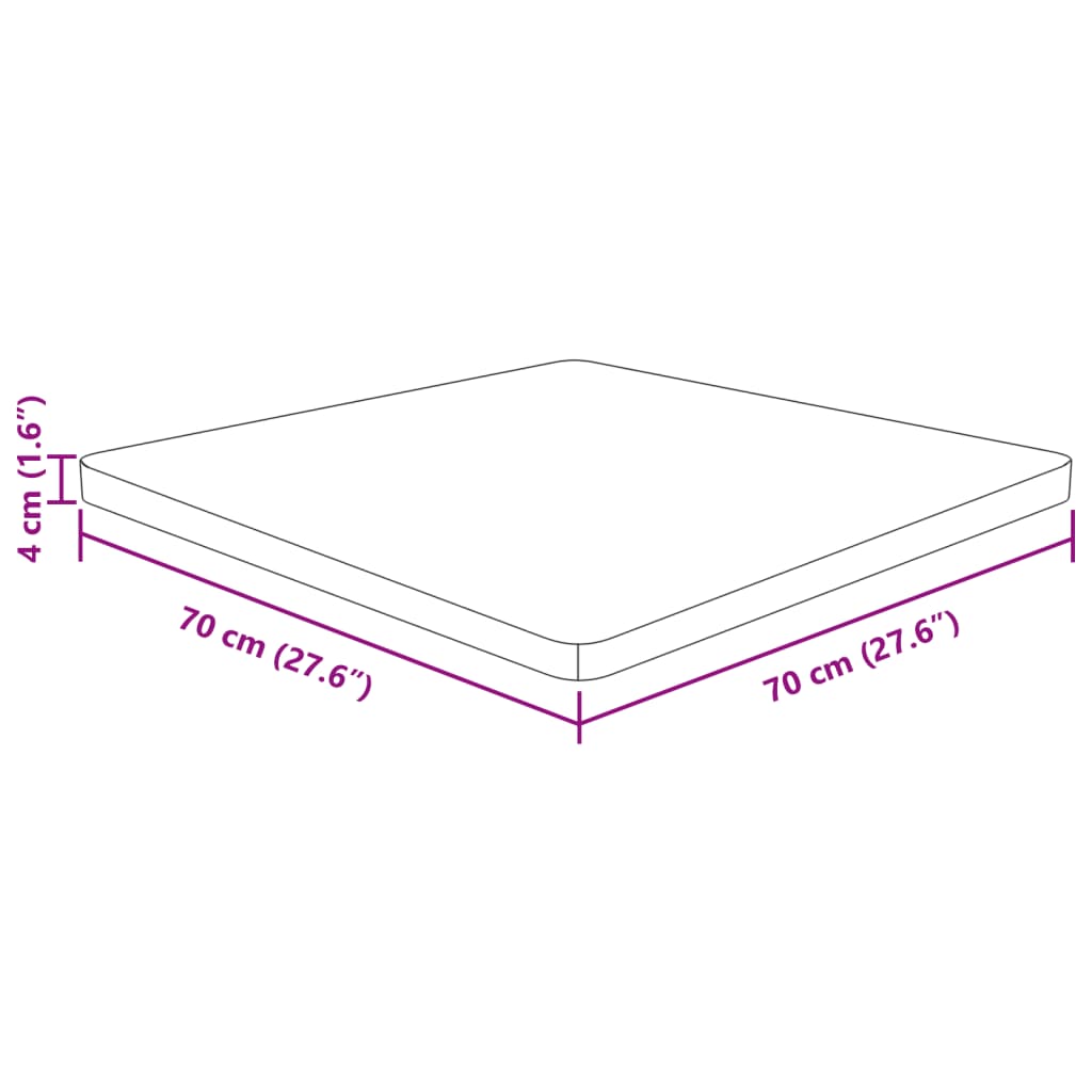 Tafelblad vierkant 70x70x4cm behandeld eiken donkerbruin