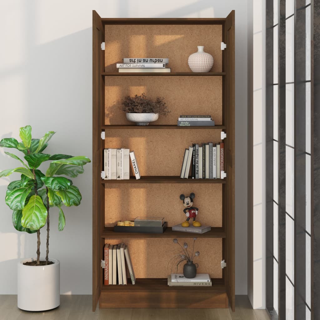 Boekenkast 82,5x30,5x185,5 cm bewerkt hout bruin eikenkleur Boekenkasten | Creëer jouw Trendy Thuis | Gratis bezorgd & Retour | Trendy.nl