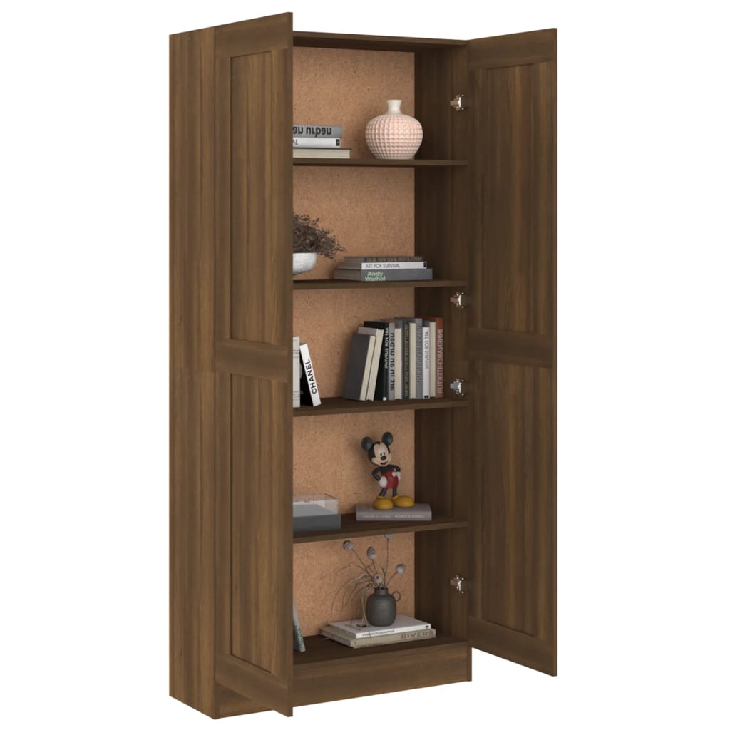 Boekenkast 82,5x30,5x185,5 cm bewerkt hout bruin eikenkleur Boekenkasten | Creëer jouw Trendy Thuis | Gratis bezorgd & Retour | Trendy.nl