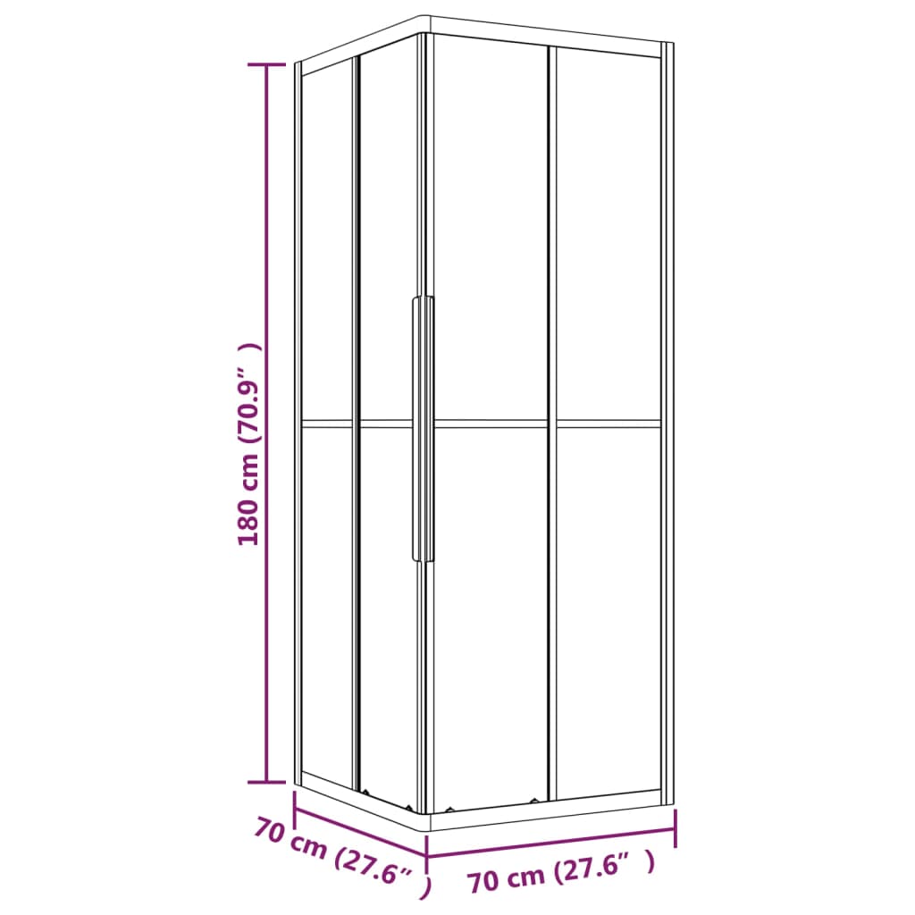 Douchecabine 70x70x180 cm halfmat ESG zwart Douchecabines & -deuren | Creëer jouw Trendy Thuis | Gratis bezorgd & Retour | Trendy.nl