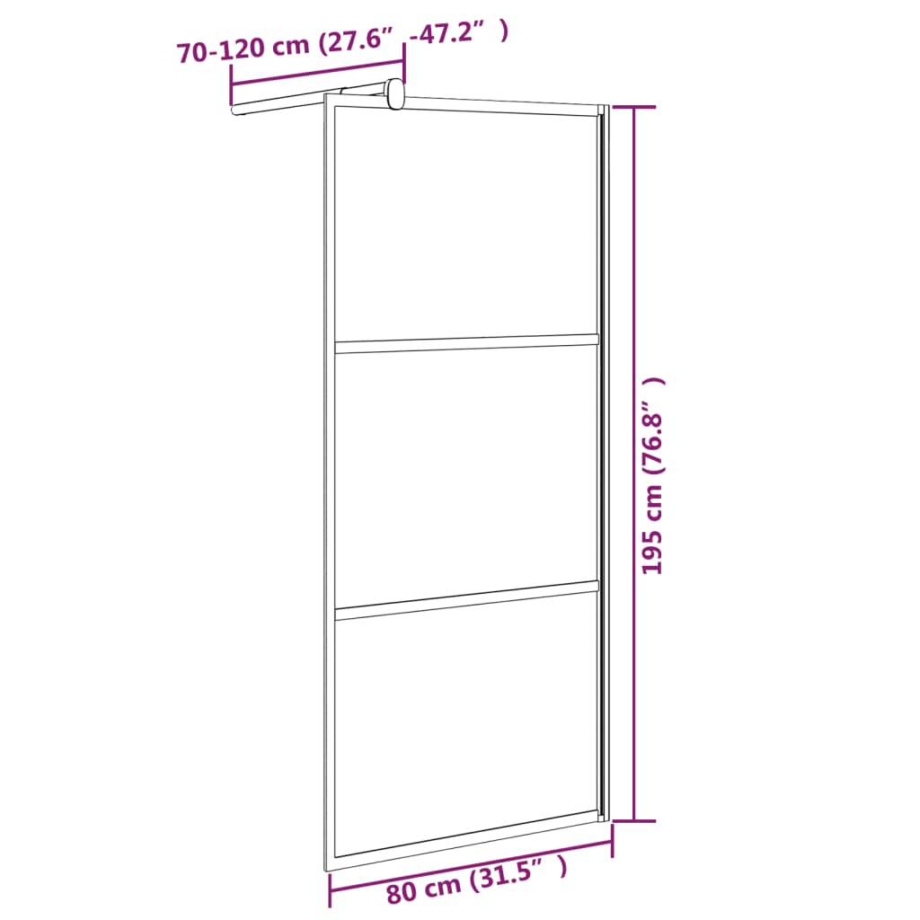 Inloopdouchewand 80x195 cm halfmat ESG-glas zwart Douchewanden & -muren | Creëer jouw Trendy Thuis | Gratis bezorgd & Retour | Trendy.nl