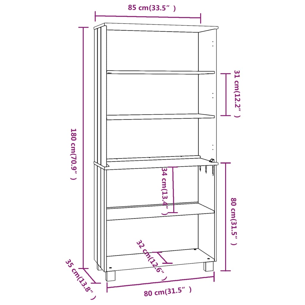 Hoge kast HAMAR massief grenenhout honingbruin Dressoirs & buffetkasten | Creëer jouw Trendy Thuis | Gratis bezorgd & Retour | Trendy.nl