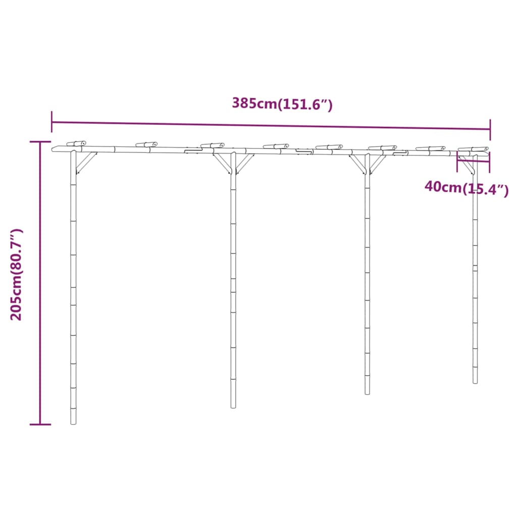 Pergola 385x40x205 cm bamboe Tuinbogen, latwerk & pergola's | Creëer jouw Trendy Thuis | Gratis bezorgd & Retour | Trendy.nl