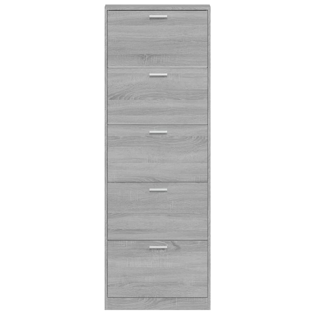 Schoenenkast 59x17x169 cm bewerkt hout grijs sonoma eikenkleur